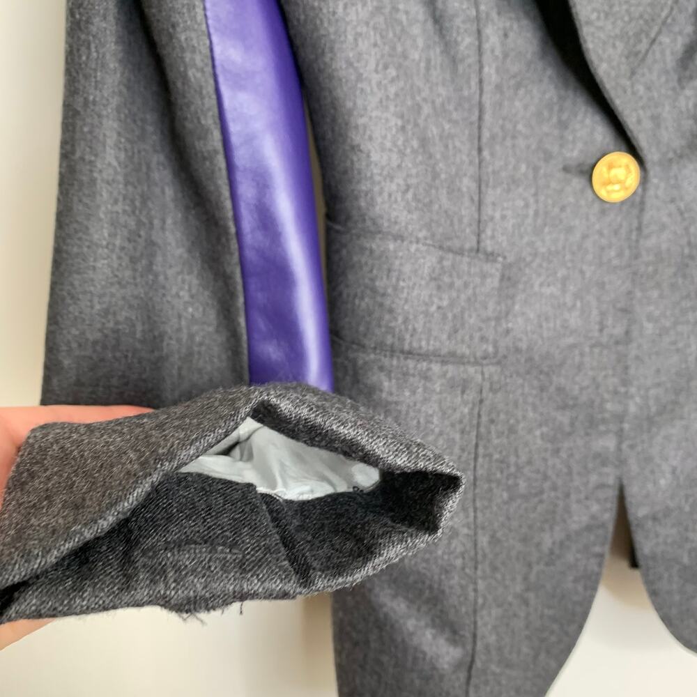 Smythe Tailored Blazer Charcoal Wool Blazer Purple Contrast Panels Womens 2 - Picture 16 of 16